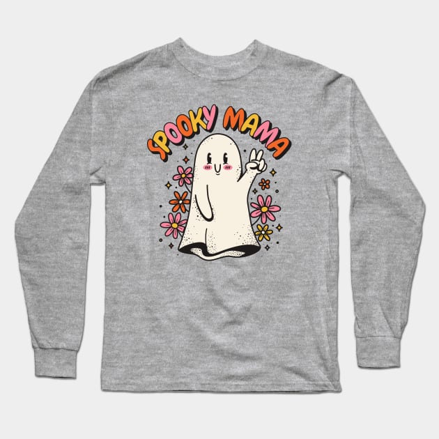 Spooky Mama // Retro Groovy Halloween Ghost Long Sleeve T-Shirt by SLAG_Creative